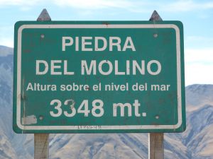 Sign marking the "Piedra del Molino" view point, Salta